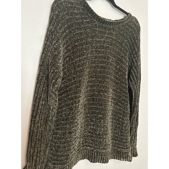 Cyrus Chenille Ribbed Oversized Sweater Womens M Forest Green Boatneck Chunky - Picture 2 of 7